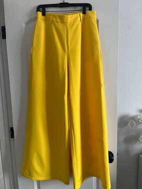 SHEIN Bright Yellow Wide-Leg Palazzo Pants